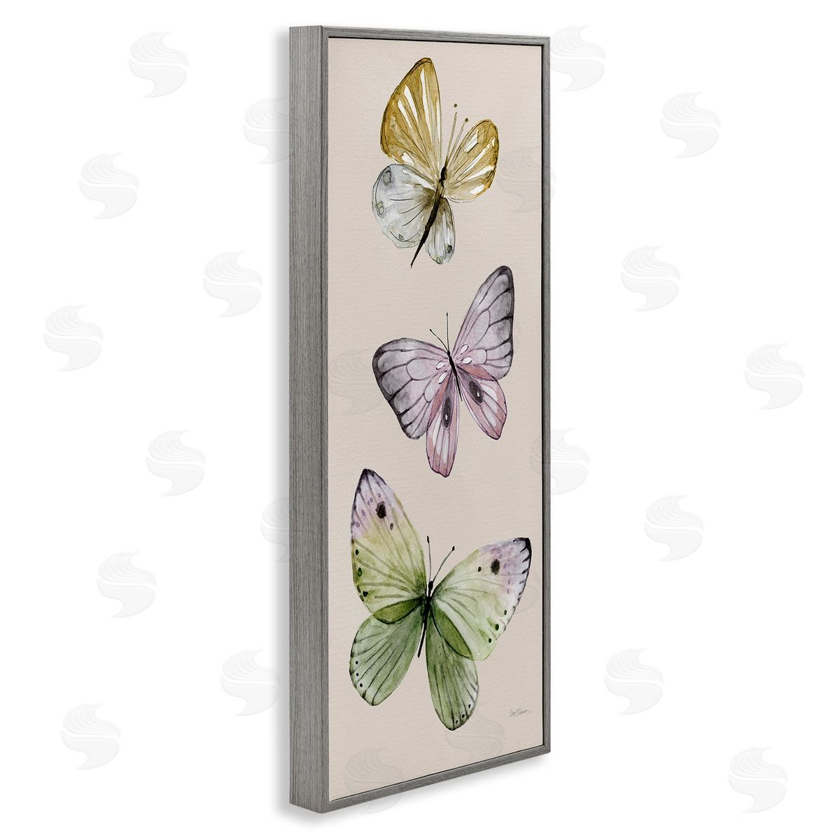 Three Timeless Butterflies Grey Frame Print Wall Art, Home Decor by Carol Robinson