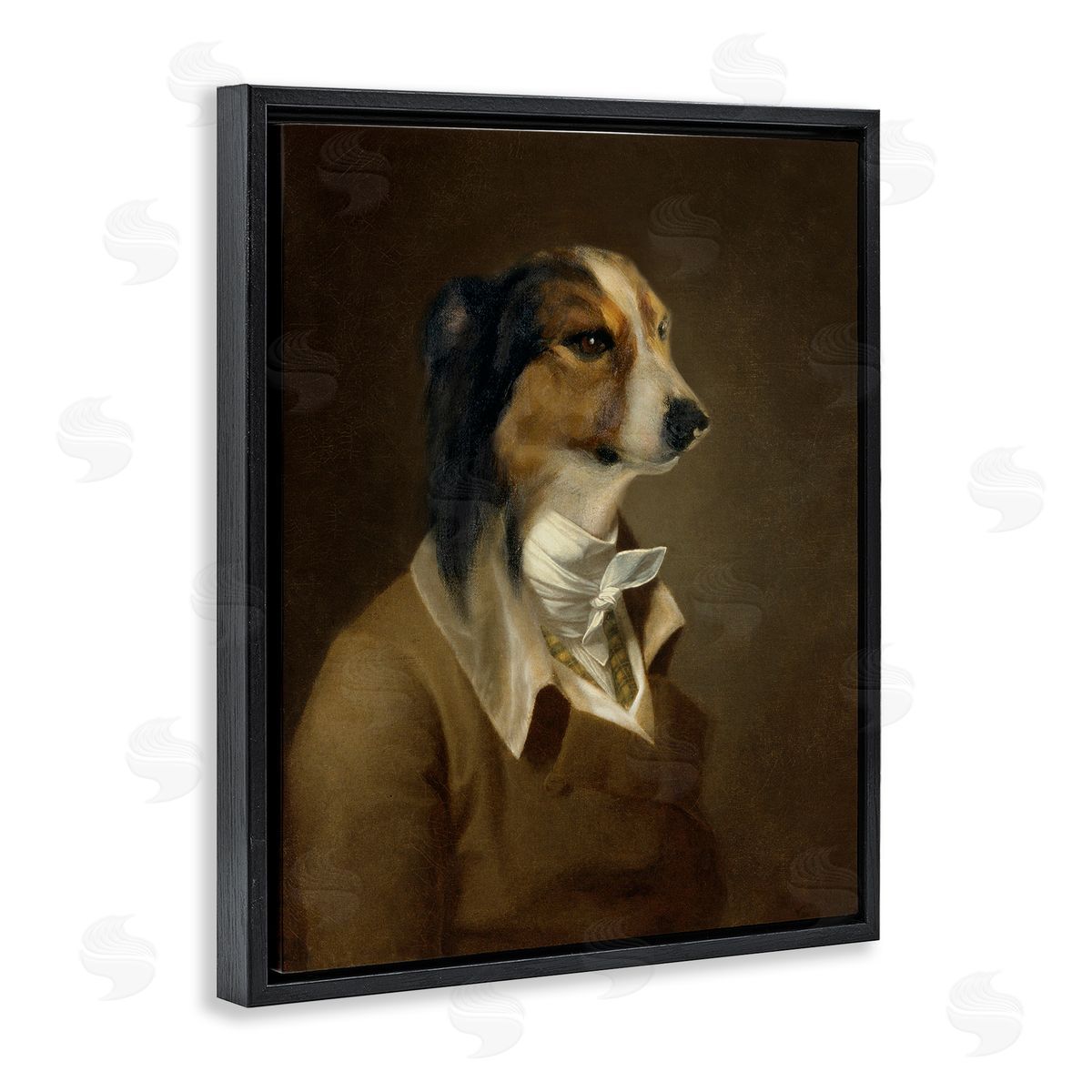 Classic Attire Dog Portrait Black Floating Frame Canvas Wall Art, Home Decor by CAD Designs