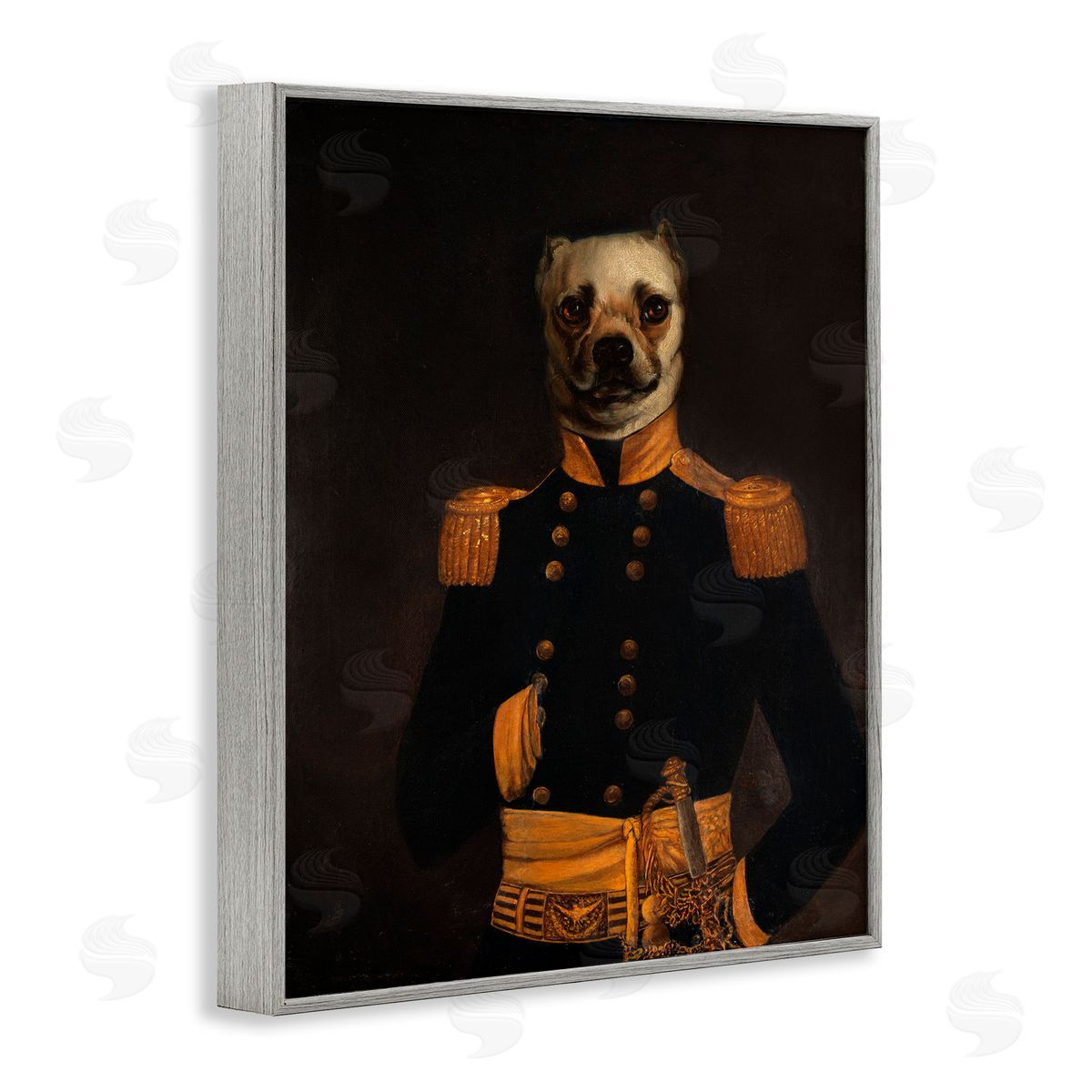 Colonial Military Dog Grey Frame Print Wall Art, Home Decor by CAD Designs