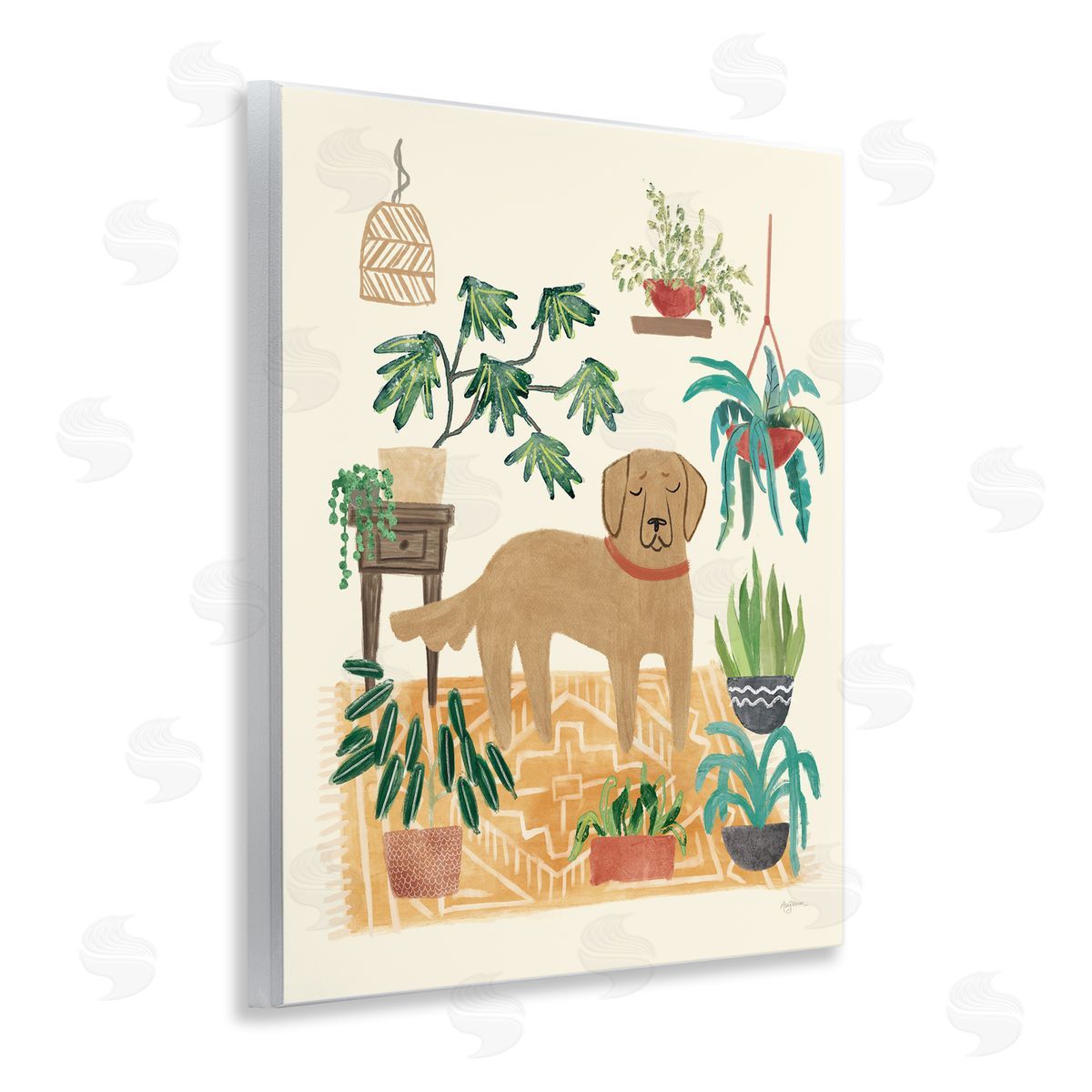 Labrador with House Plants Wood Plaque Wall Art, Home Decor by Mary Urban