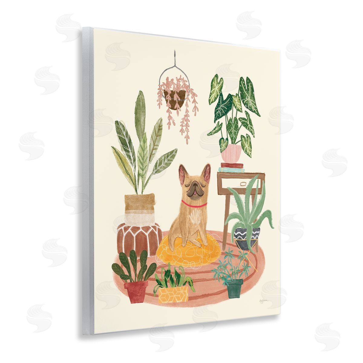 Urban Dog with Plants Wood Plaque Wall Art, Home Decor by Mary Urban