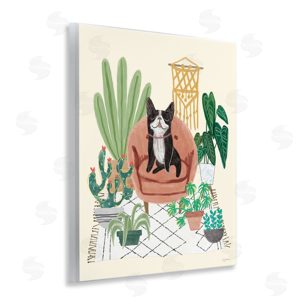 French Bulldog and Plants Wood Plaque Wall Art, Home Decor by Mary Urban
