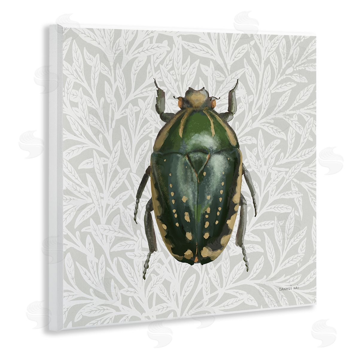 Beetle with Botanical Pattern Wood Plaque Wall Art, Home Decor by Danhui Nai