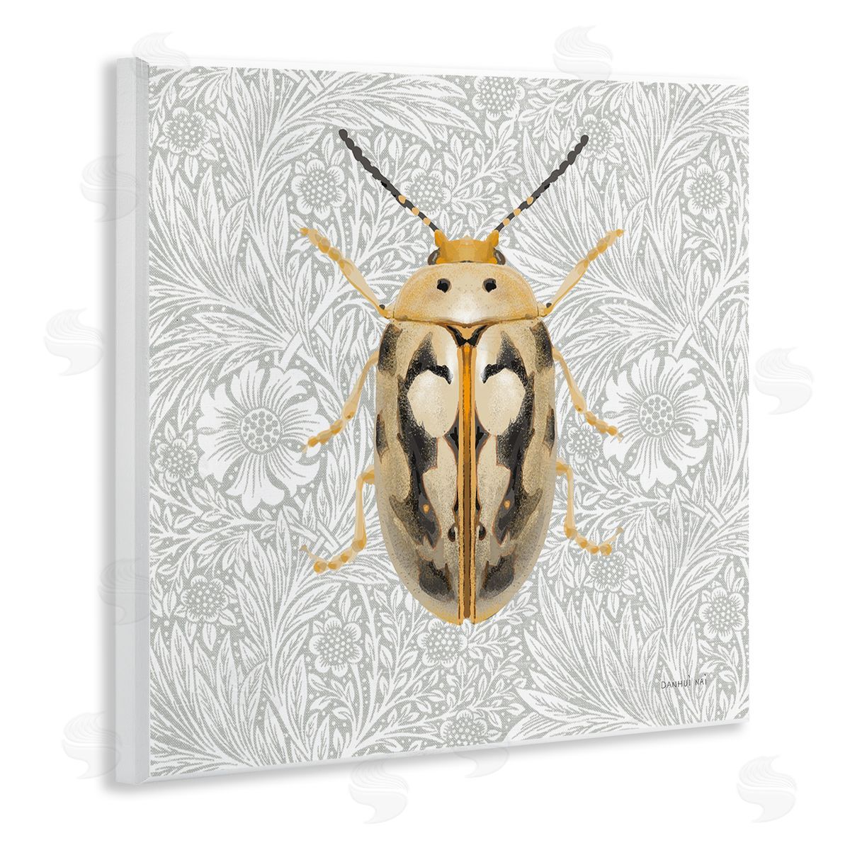 Vintage Beetle Floral Pattern Wood Plaque Wall Art, Home Decor by Danhui Nai