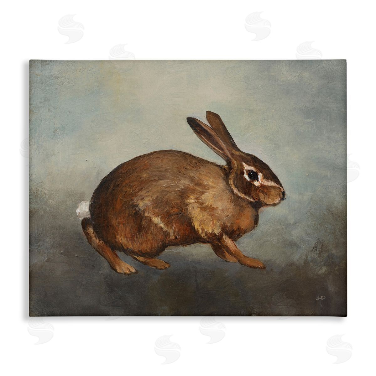 Brown Rabbit on Grey Canvas Wall Art, Home Decor by Julia Purinton