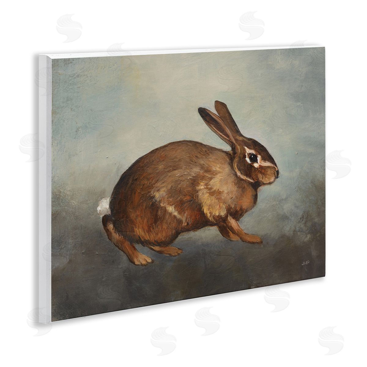 Brown Rabbit on Grey Wood Plaque Wall Art, Home Decor by Julia Purinton