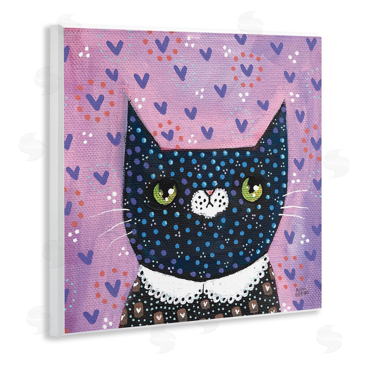 Whimsical Patterned Cat Wood Plaque Wall Art, Home Decor by Melissa Averinos