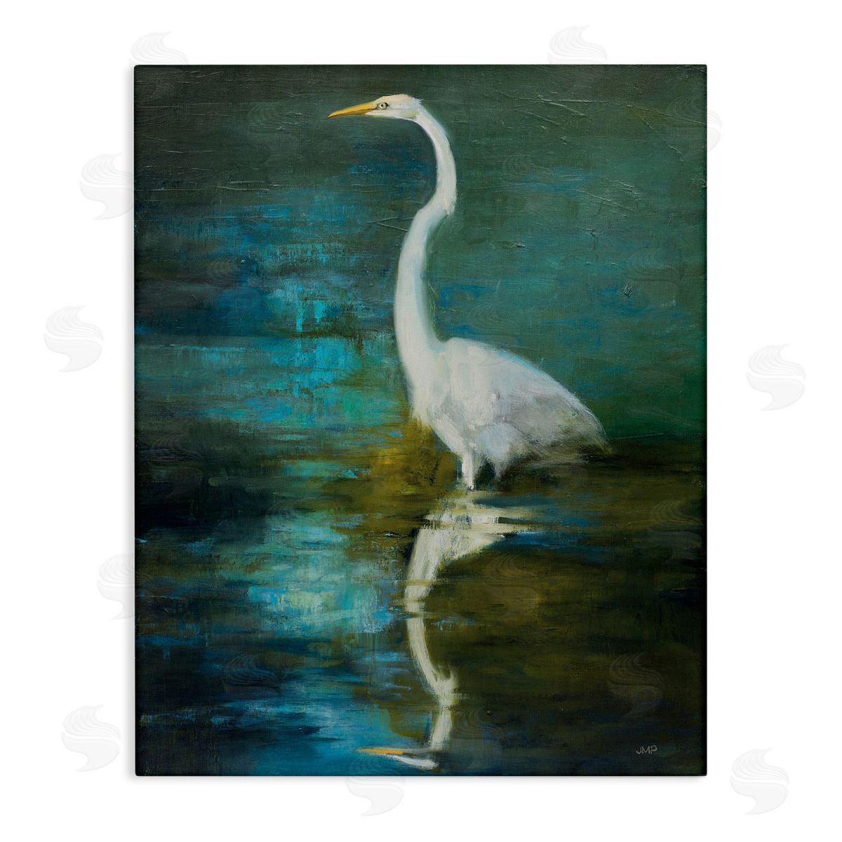 Nautical Bird Lake Reflection Canvas Wall Art, Home Decor by Julia Purinton