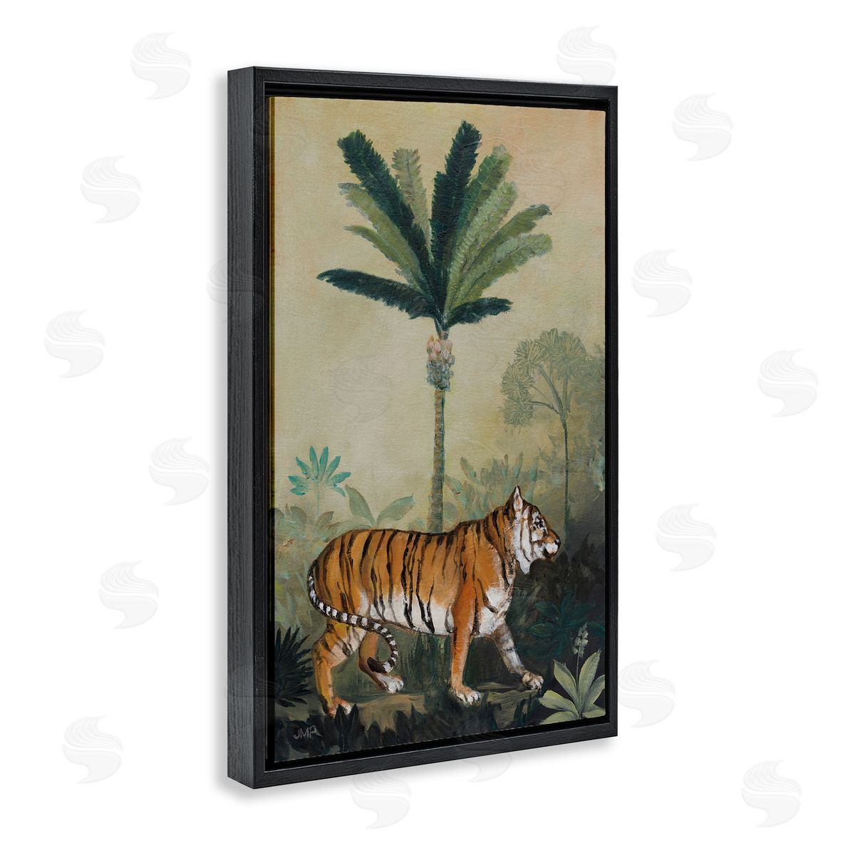King Of Jungle Tiger Black Floating Frame Canvas Wall Art, Home Decor by Julia Purinton