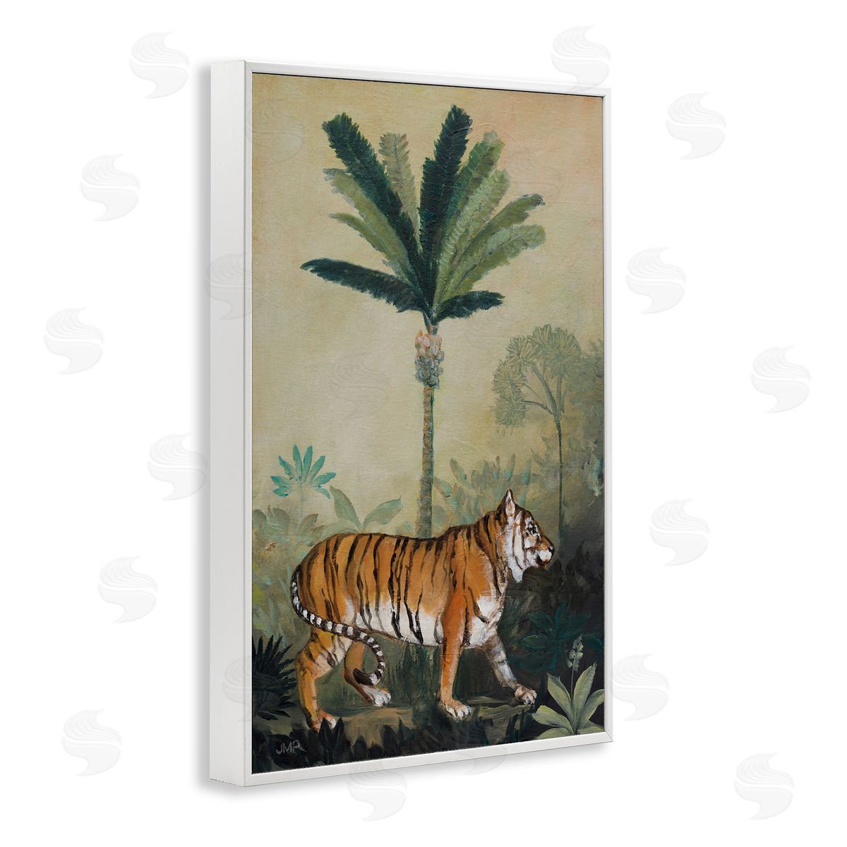 King Of Jungle Tiger White Frame Print Wall Art, Home Decor by Julia Purinton