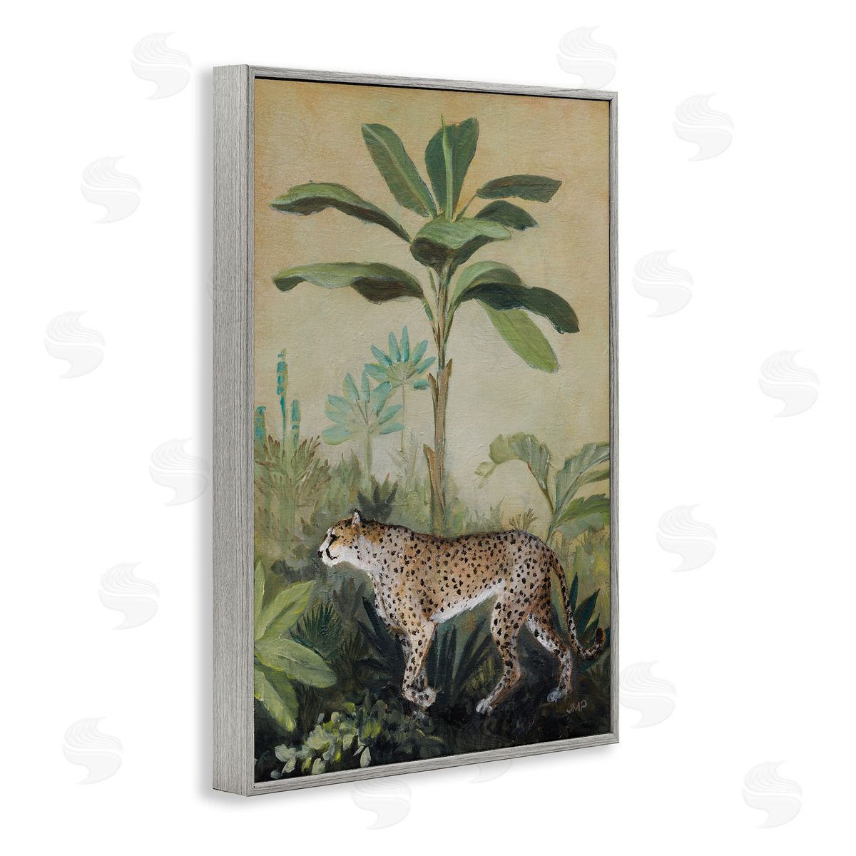 King Of Jungle Leopard Grey Frame Print Wall Art, Home Decor by Julia Purinton