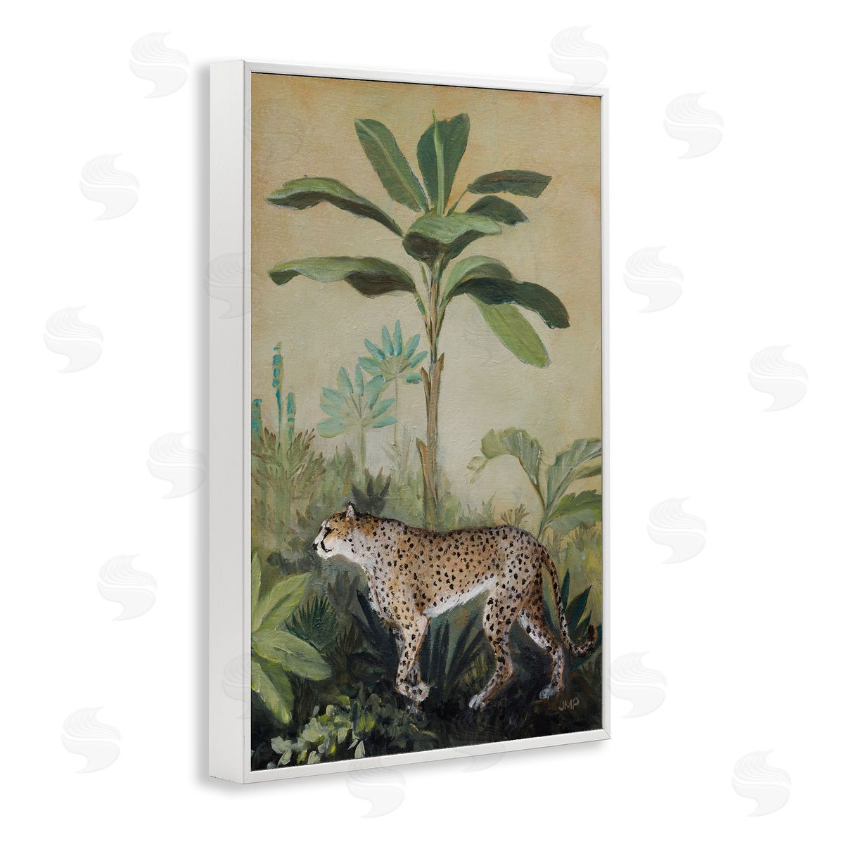 King Of Jungle Leopard White Frame Print Wall Art, Home Decor by Julia Purinton