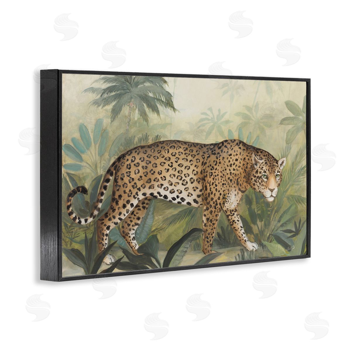 Prowling Leopard in Forest Black Frame Print Wall Art, Home Decor by Julia Purinton