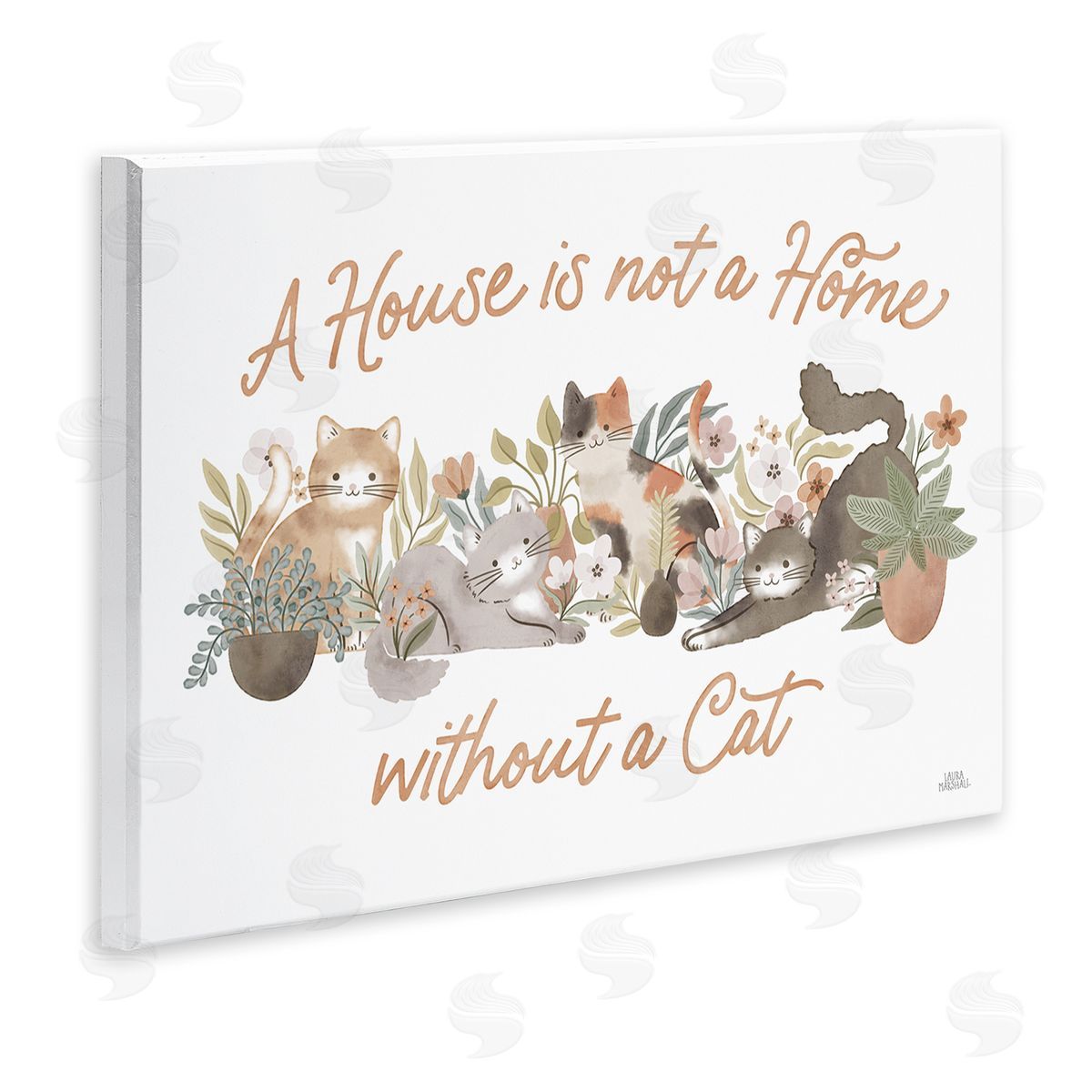 Cozy Cats and Plants Phrase Wood Plaque Wall Art, Home Decor by Laura Marshall