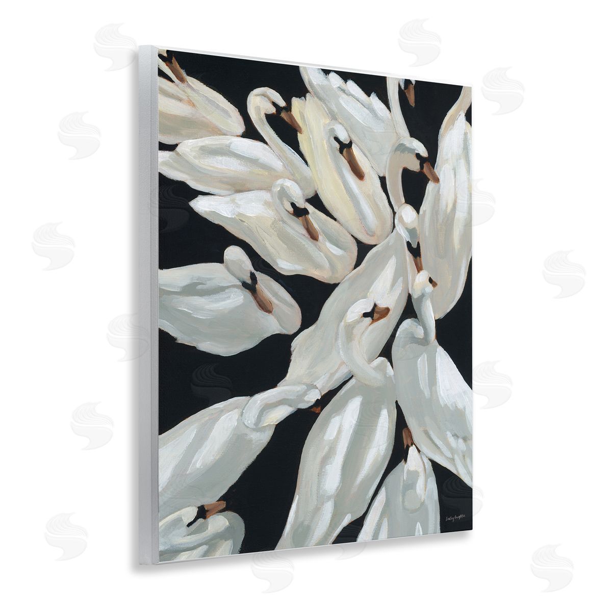 Gathered Swans Swimming Wood Plaque Wall Art, Home Decor by Haley Knighten