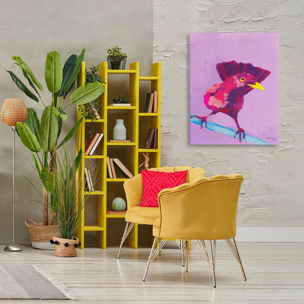 Ania Zwara Vivid Perched Bird Canvas Wall Art Print in Room