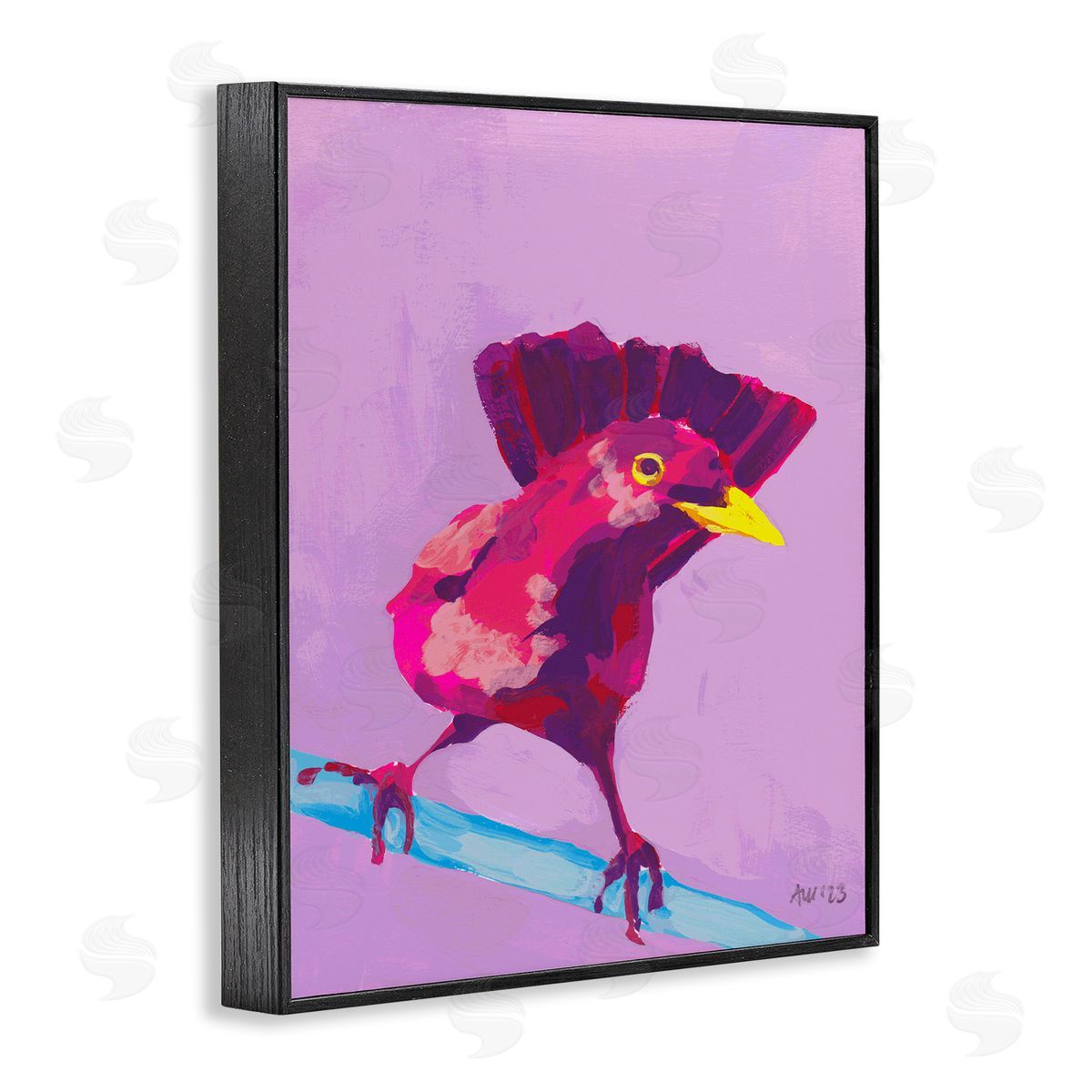 Ania Zwara Vivid Perched Bird Black Framed Giclee Wall Art Print
