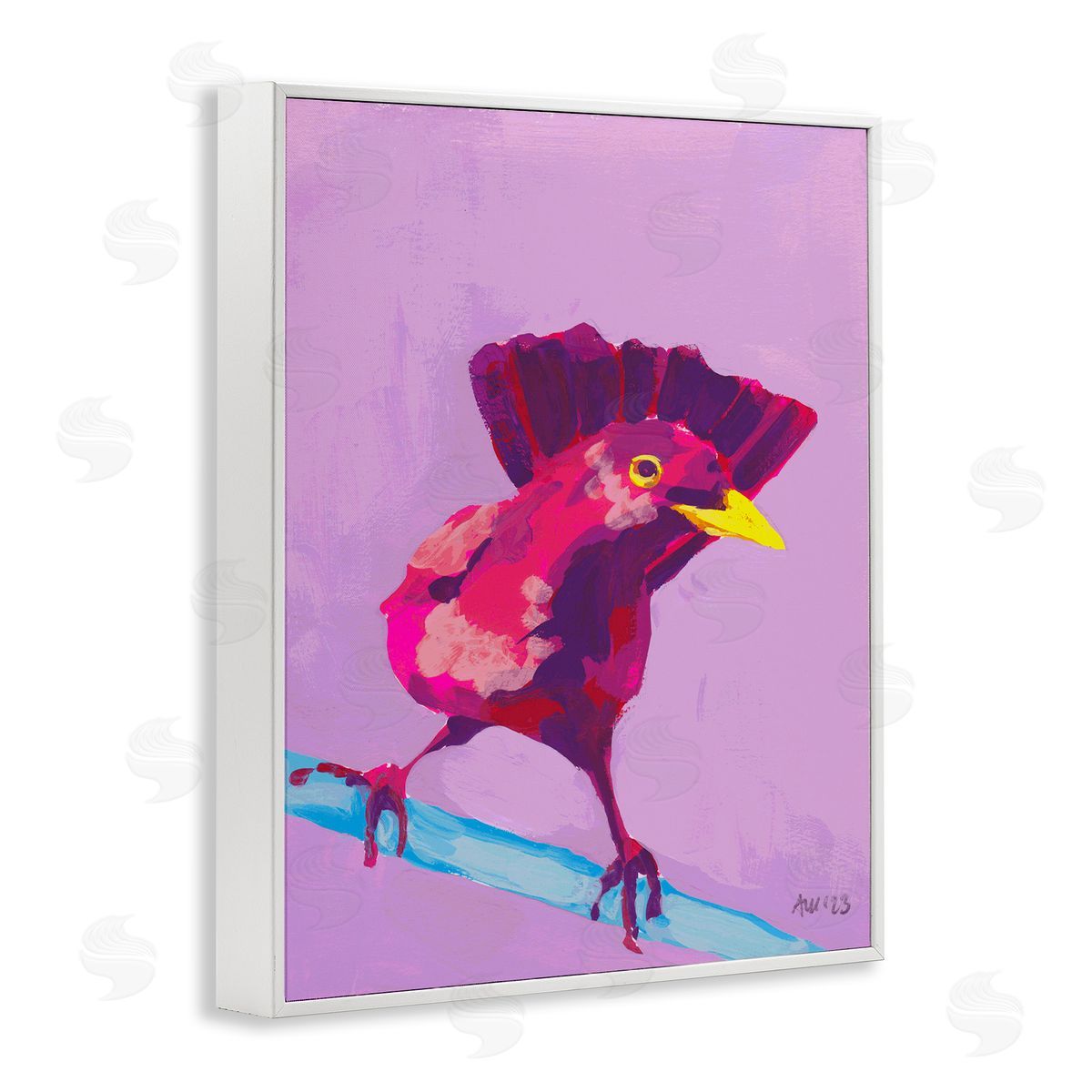 Ania Zwara Vivid Perched Bird White Framed Giclee Wall Art Print