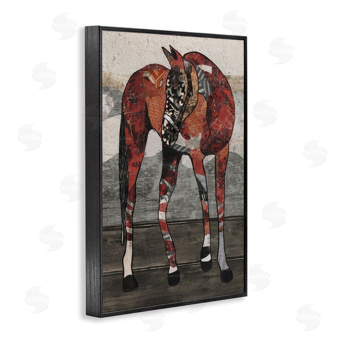 Horse with Geometric Patterns Black Frame Print Wall Art, Home Decor by Coco Good
