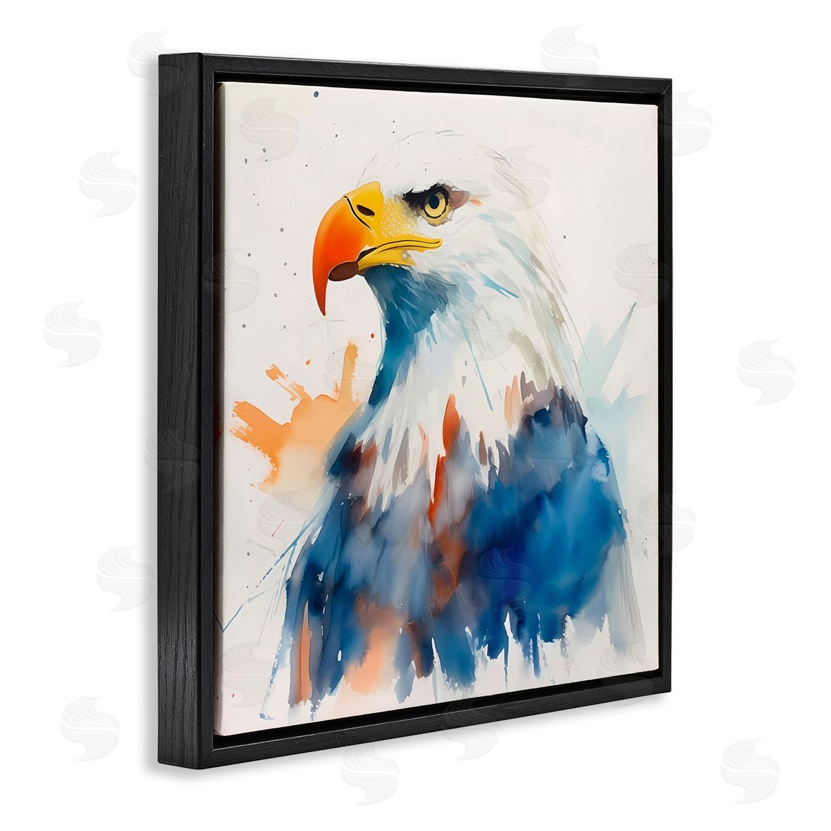 Eagle with Strong Gaze Black Floating Frame Canvas Wall Art, Home Decor by Walker Noble