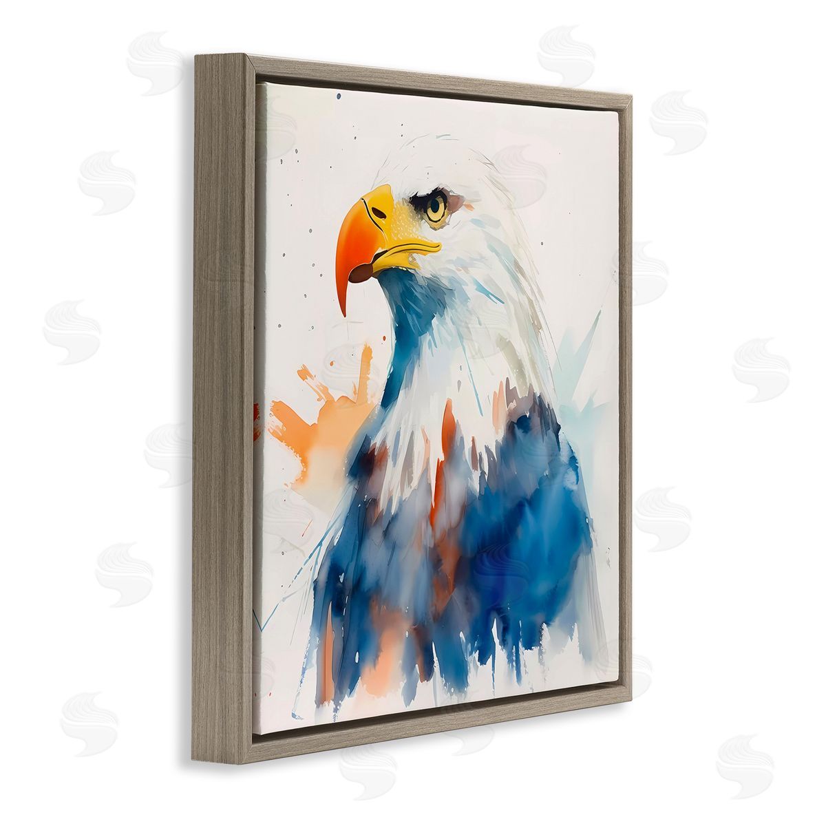 Eagle with Strong Gaze Brown Floating Frame Canvas Wall Art, Home Decor by Walker Noble
