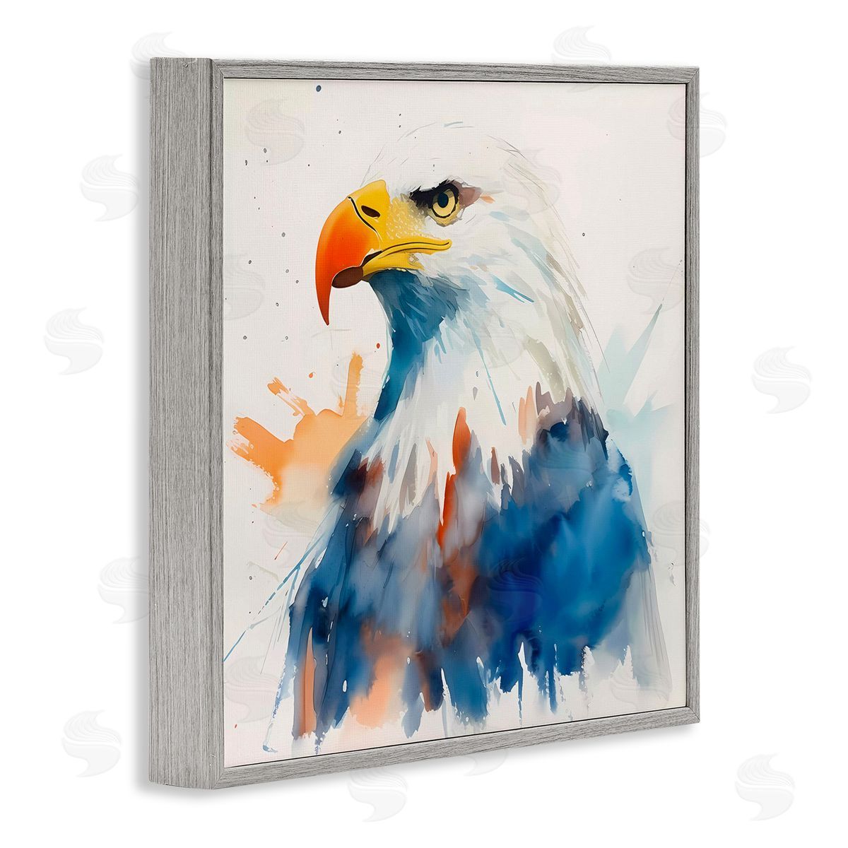 Eagle with Strong Gaze Grey Frame Print Wall Art, Home Decor by Walker Noble