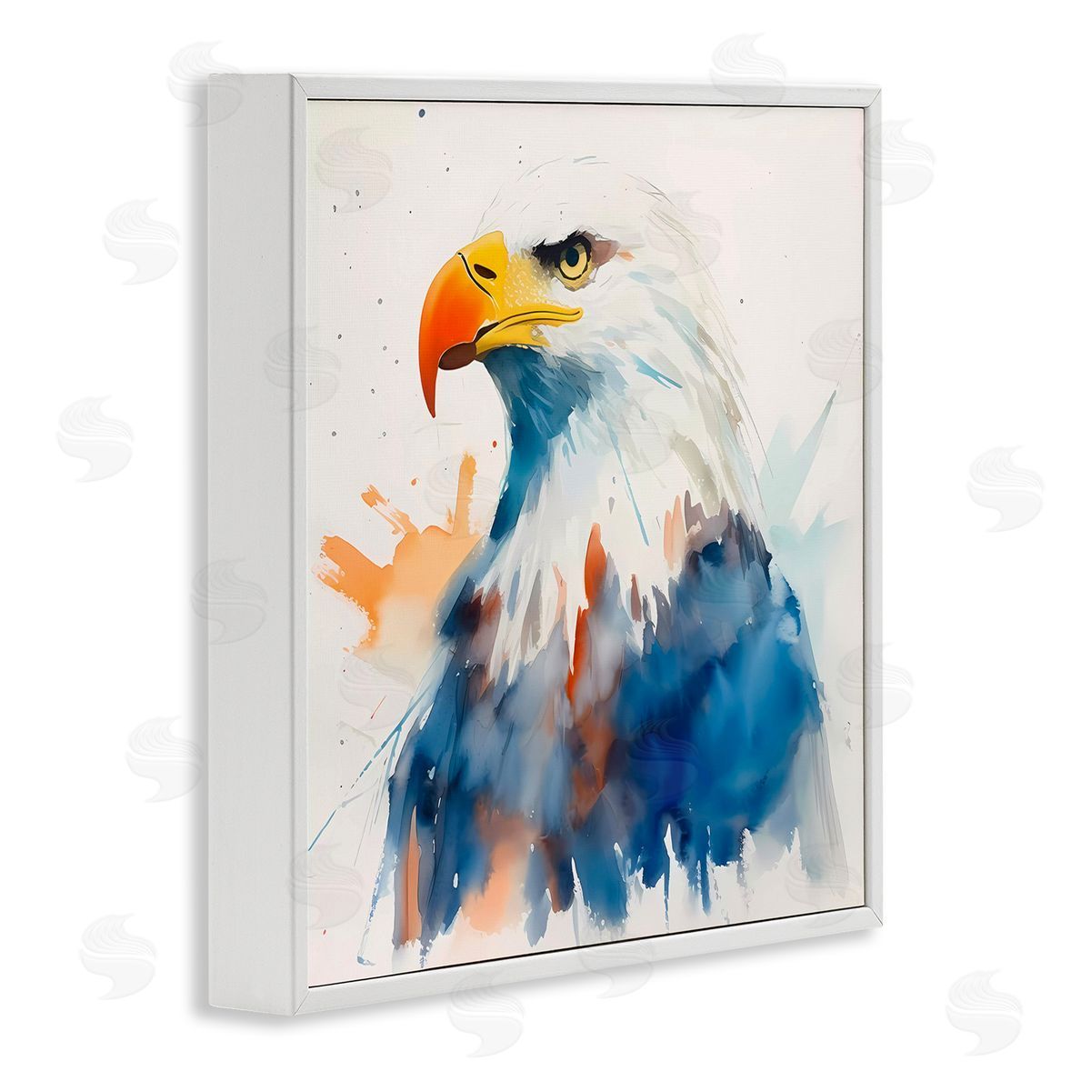 Eagle with Strong Gaze White Frame Print Wall Art, Home Decor by Walker Noble