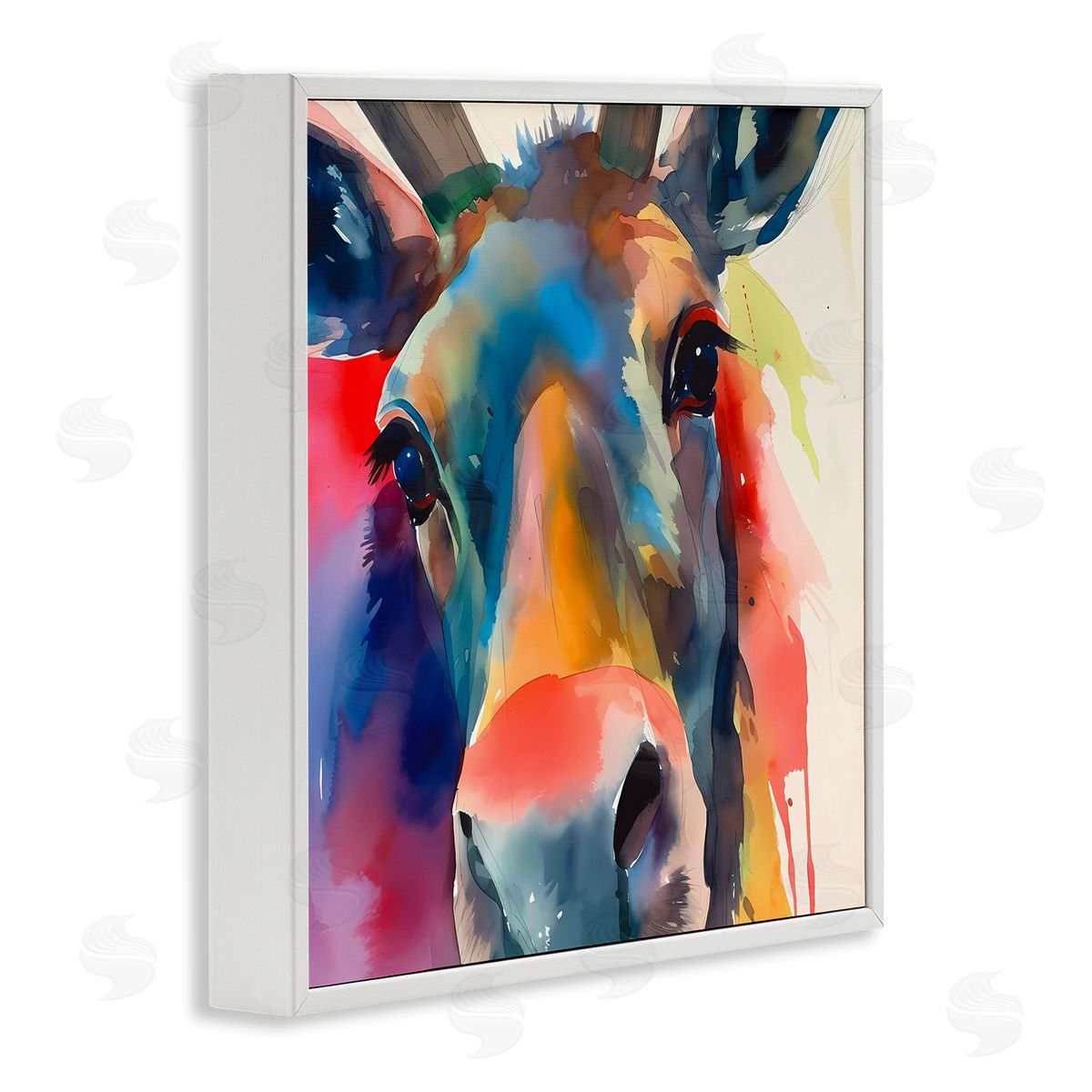Modern Close Up Horse White Frame Print Wall Art, Home Decor by Walker Noble