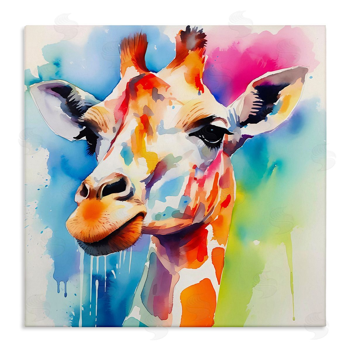 Modern Paint Giraffe Canvas Wall Art, Home Decor by Walker Noble