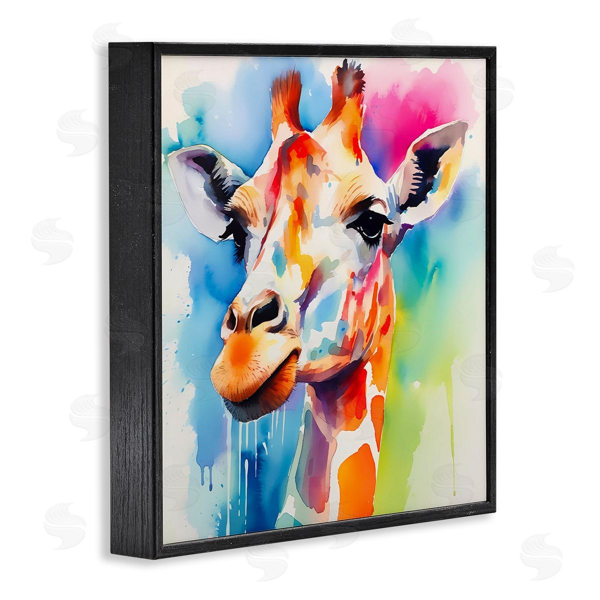 Modern Paint Giraffe Black Frame Print Wall Art, Home Decor by Walker Noble