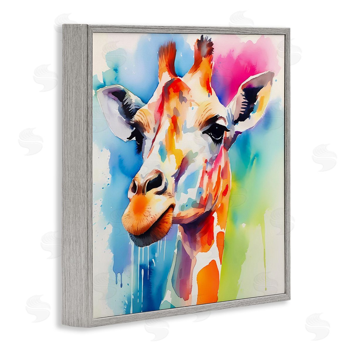 Modern Paint Giraffe Grey Frame Print Wall Art, Home Decor by Walker Noble