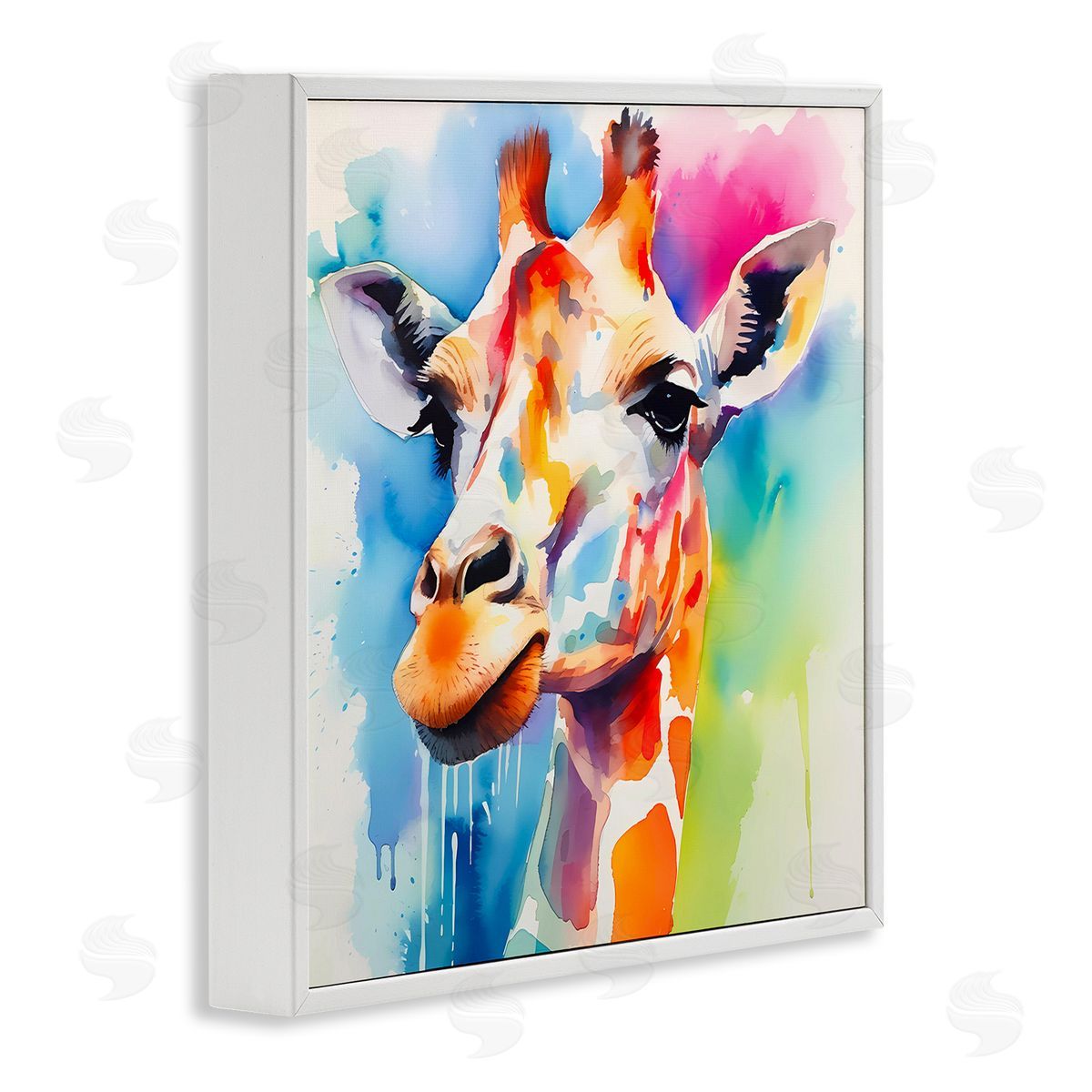 Modern Paint Giraffe White Frame Print Wall Art, Home Decor by Walker Noble