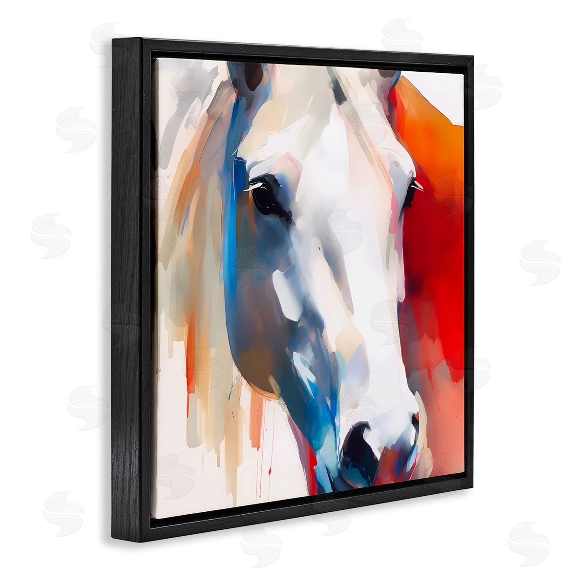 Horse Close Up Face Black Floating Frame Canvas Wall Art, Home Decor by Walker Noble