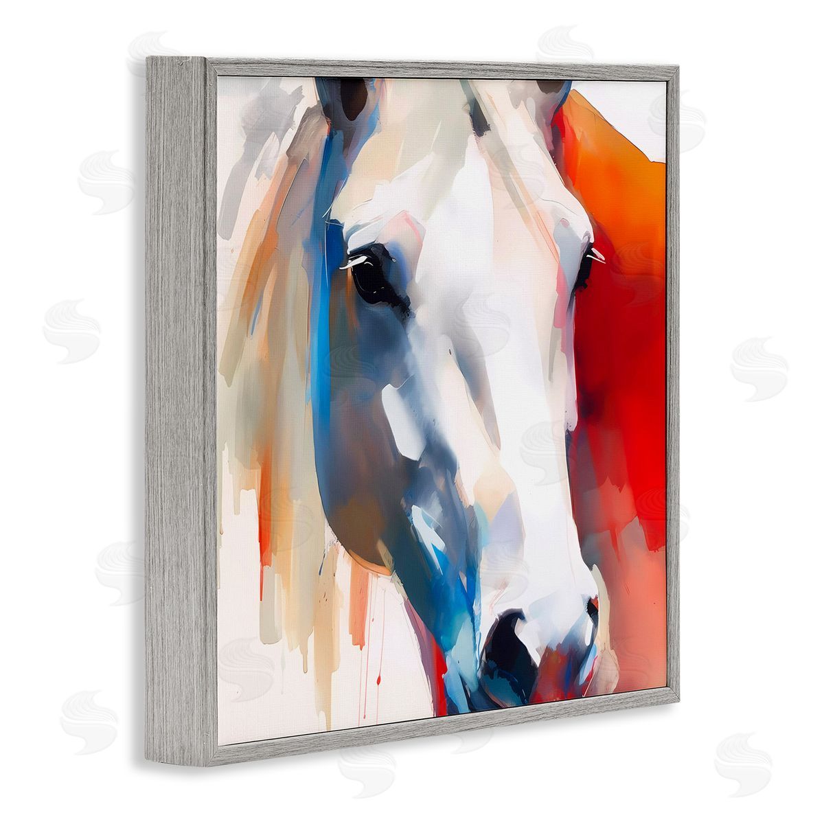 Horse Close Up Face Grey Frame Print Wall Art, Home Decor by Walker Noble