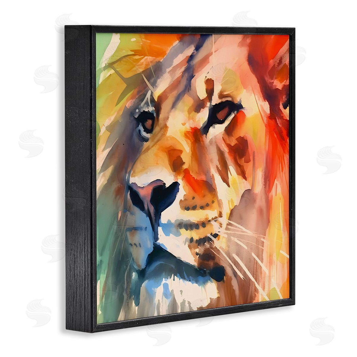 Strong Lion Gaze Black Frame Print Wall Art, Home Decor by Walker Noble