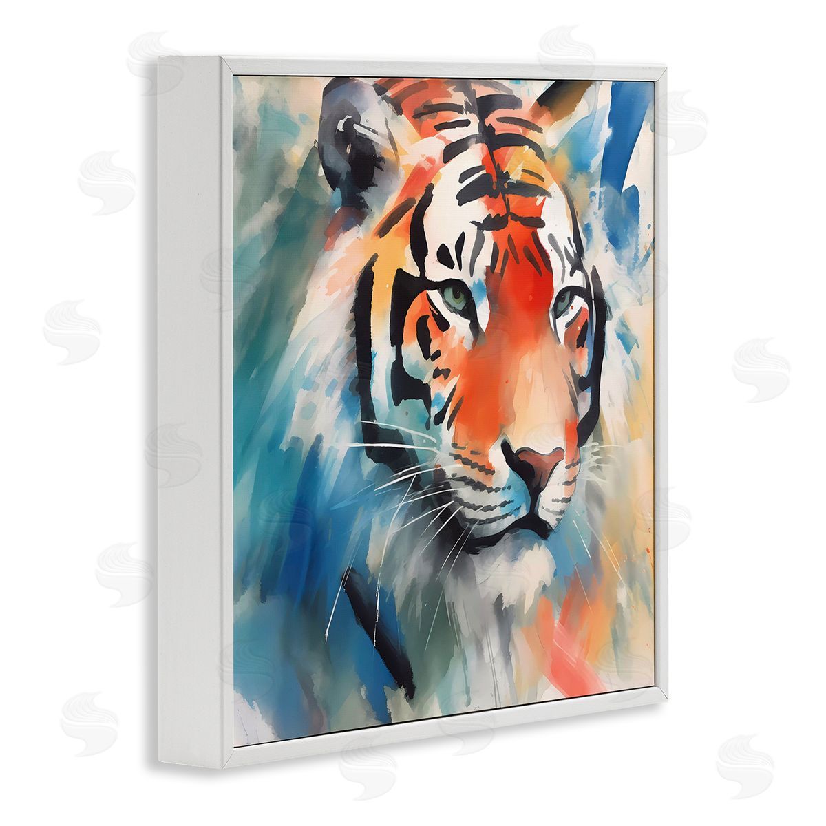Bold Modern tiger White Frame Print Wall Art, Home Decor by Walker Noble