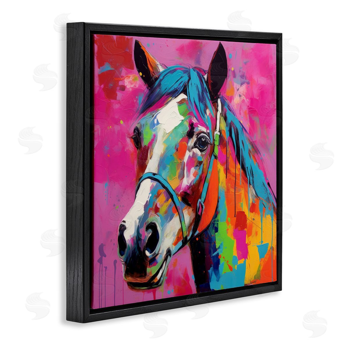 Modern Hue Horse Black Floating Frame Canvas Wall Art, Home Decor by Irena Orlov