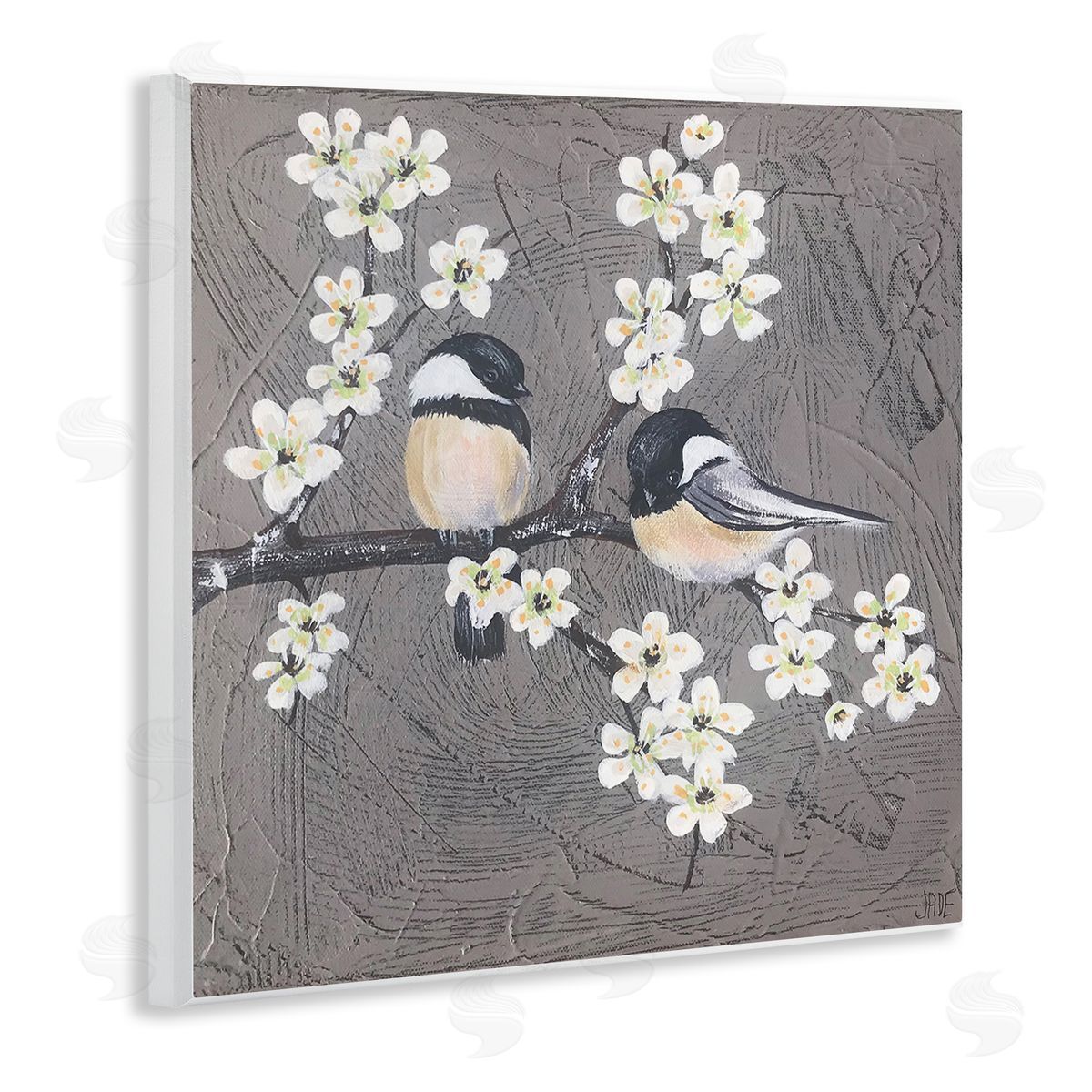 Bird Pair on Branch Wood Plaque Wall Art, Home Decor by Jade Reynolds