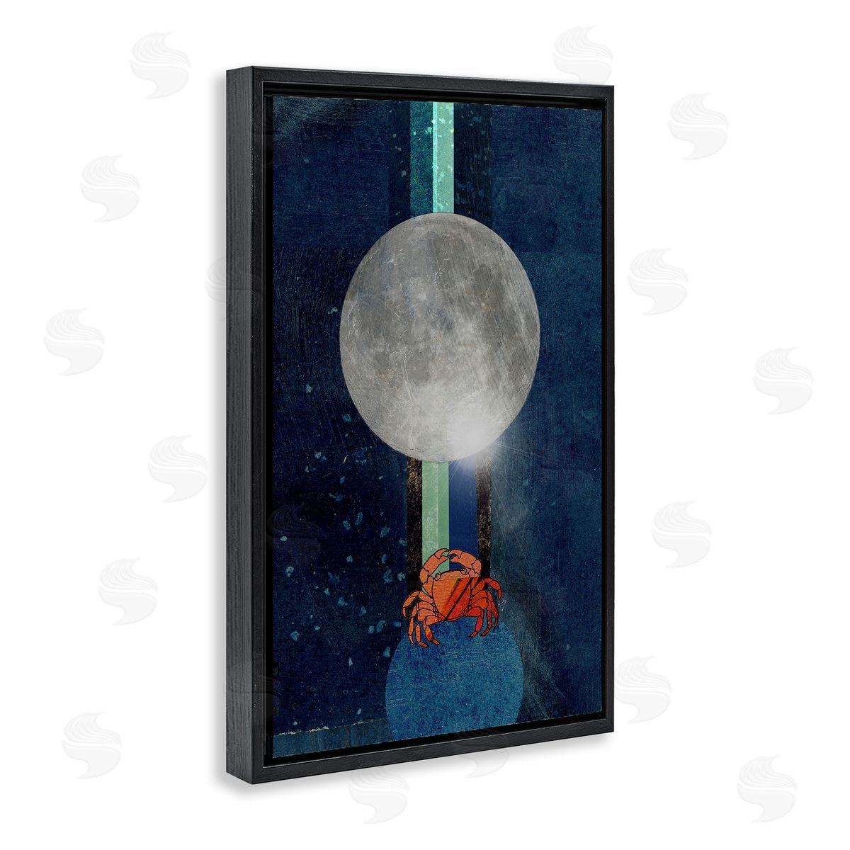 Surreal Crab Outer Space Black Floating Frame Canvas Wall Art, Home Decor by Lindsey Newman