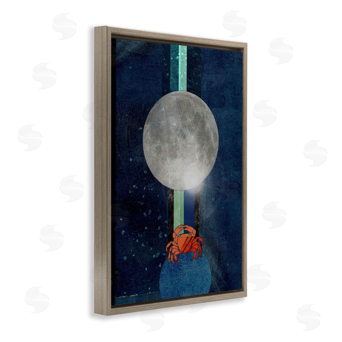 Surreal Crab Outer Space Brown Floating Frame Canvas Wall Art, Home Decor by Lindsey Newman