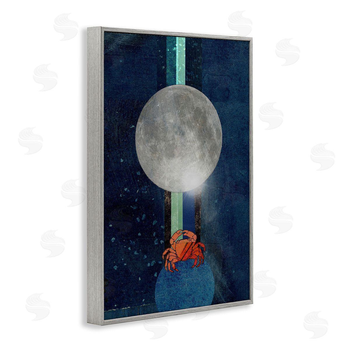 Surreal Crab Outer Space Grey Frame Print Wall Art, Home Decor by Lindsey Newman