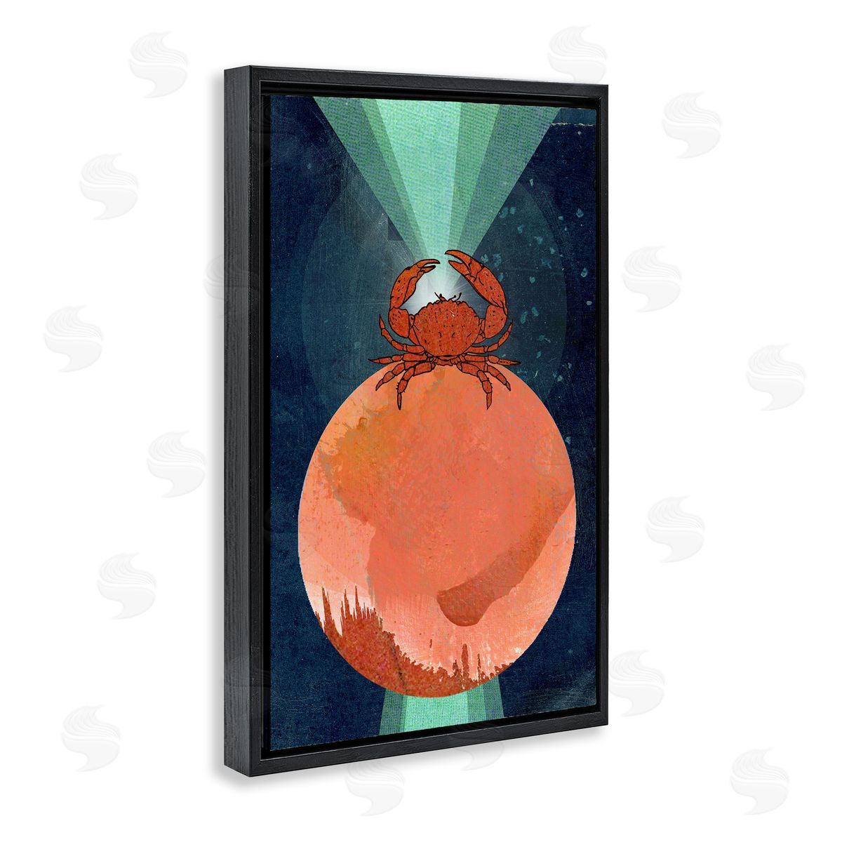 Surreal Crab on Sphere Black Floating Frame Canvas Wall Art, Home Decor by Lindsey Newman