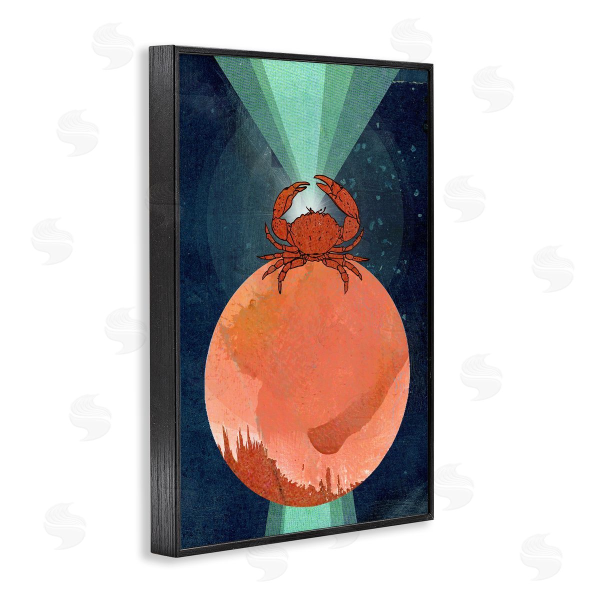 Surreal Crab on Sphere Black Frame Print Wall Art, Home Decor by Lindsey Newman