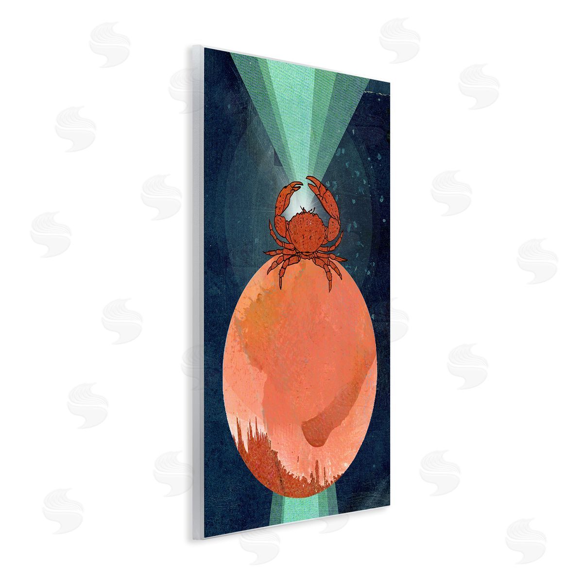 Surreal Crab on Sphere Wood Plaque Wall Art, Home Decor by Lindsey Newman