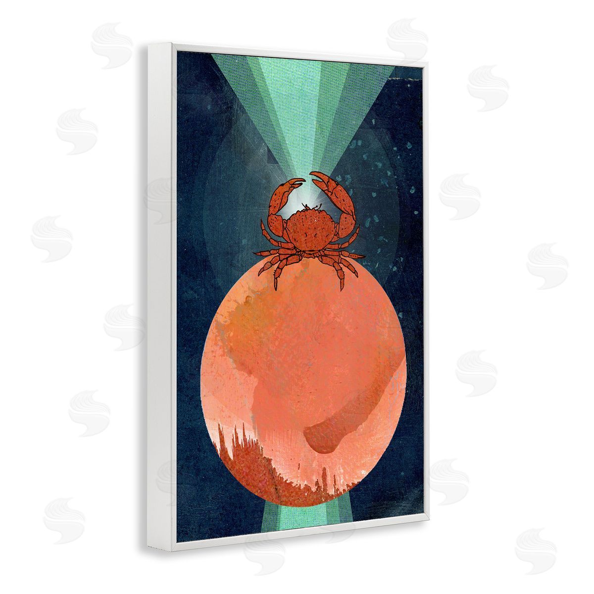 Surreal Crab on Sphere White Frame Print Wall Art, Home Decor by Lindsey Newman