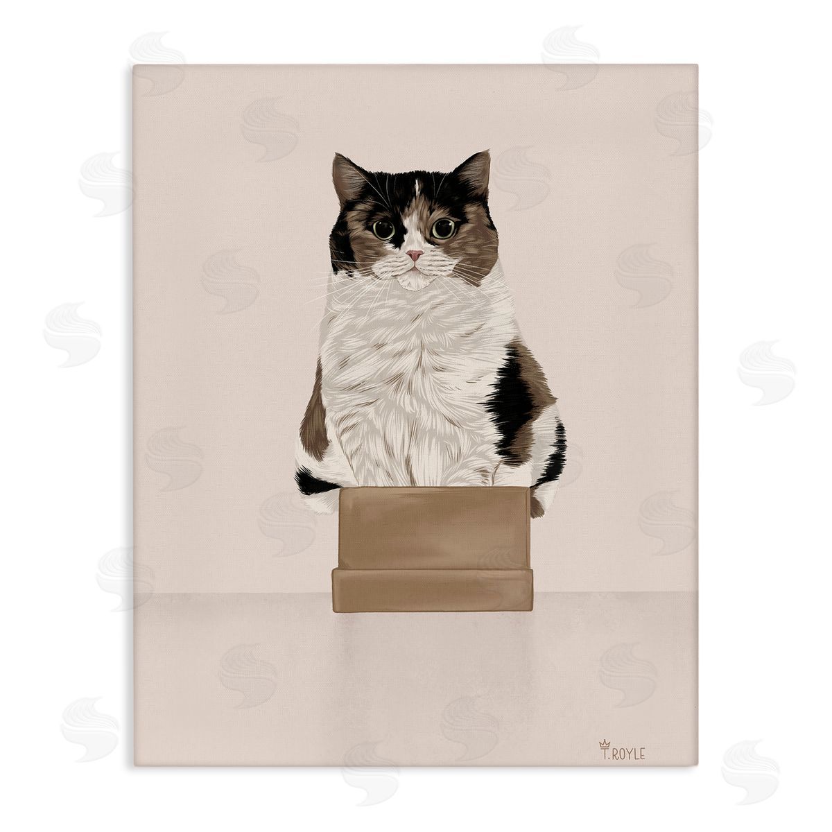 Cat in Cardboard Box Canvas Wall Art, Home Decor by Tara Royle