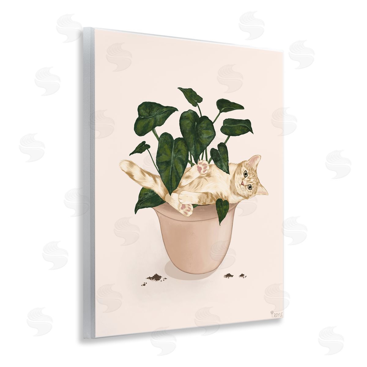 Funny Cat in House Plant Wood Plaque Wall Art, Home Decor by Tara Royle