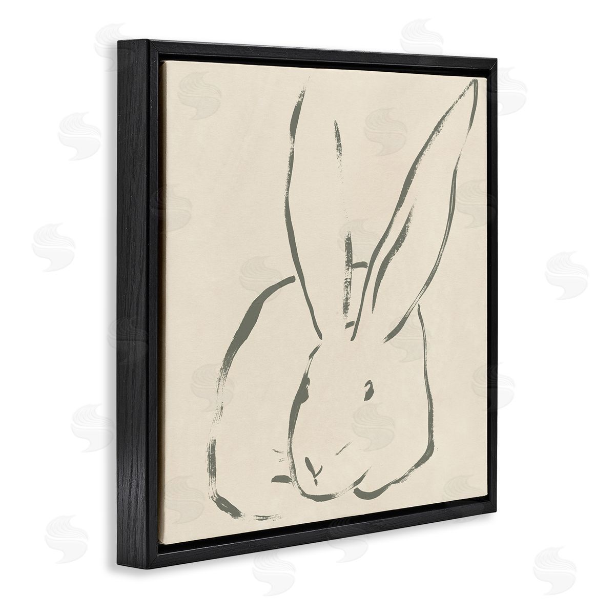 Minimal Bunny Outline Black Floating Frame Canvas Wall Art, Home Decor by June Erica Vess