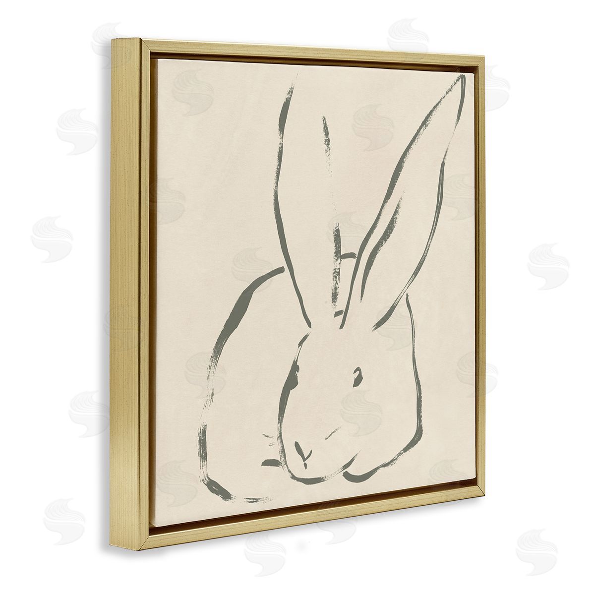 Minimal Bunny Outline Gold Floating Frame Canvas Wall Art, Home Decor by June Erica Vess