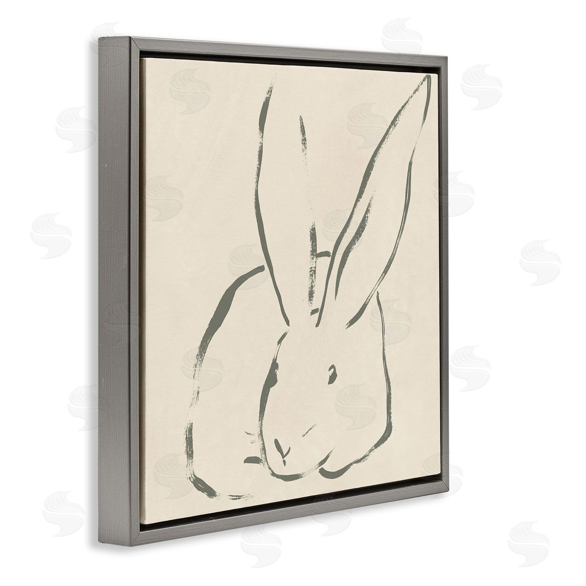 Minimal Bunny Outline Grey Floating Frame Canvas Wall Art, Home Decor by June Erica Vess